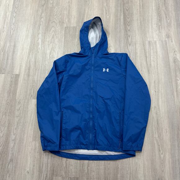 Under Armour Forefront Rain Jacket Men's Medium Blue Water Wind Proof 1321439 - Picture 1 of 9